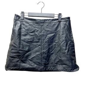 Joie A-Line Mini Skirt Black 100% Lamb Leather Cocktail Party Size 8